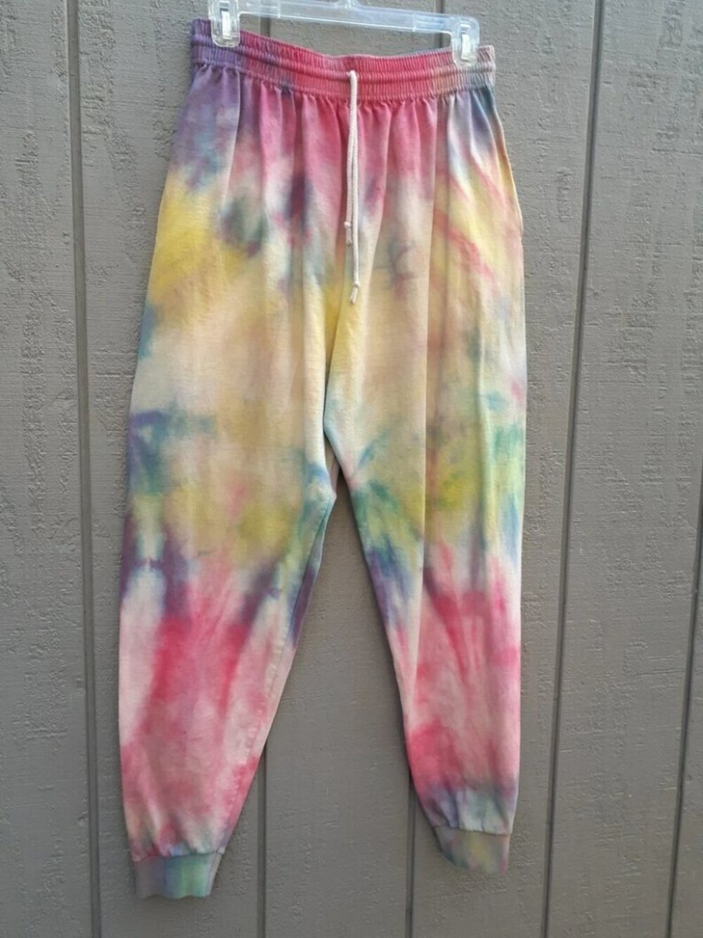 Vtg 90s Tie Dye Joggers Pants High Waist Women's L Cotton Max Bassett-Walker USA